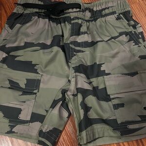Boys camouflage shorts.